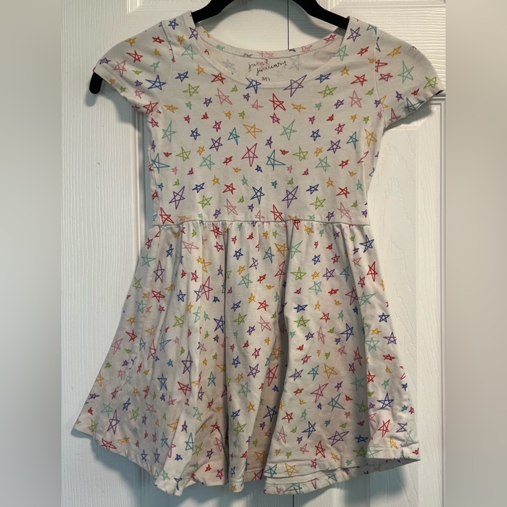 Girls' June & January Multi Colored Stars Short Sleeved Ruffle Dress